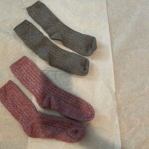 Never worn pink and gray wool socks